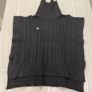 See By Chloe Cable‎ Knit Wool Blend Turtleneck Poncho M Misty Black Made Italy
